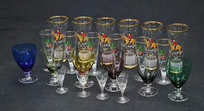 Lot 80 - Set of six Mid-Century coloured drinking glasses