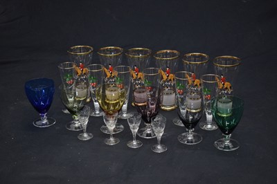 Lot 80 - Set of six Mid-Century coloured drinking glasses