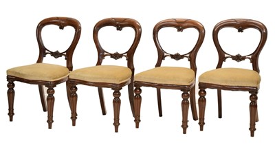 Lot 536 - Set of four Victorian mahogany balloon-back dining chairs