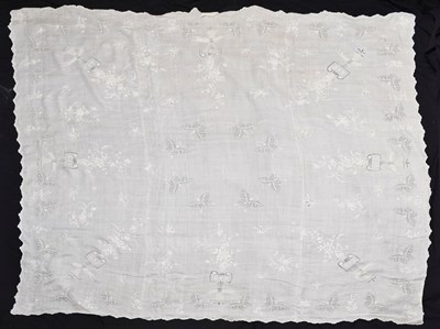 Lot 298 - Late 19th or early 20th century cream cotton tablecloth