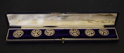 Lot 204 - Cased set of six late Victorian silver buttons