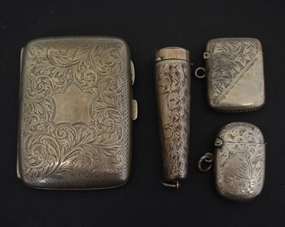 Lot 207 - Edwardian silver cigarette case and two vestas