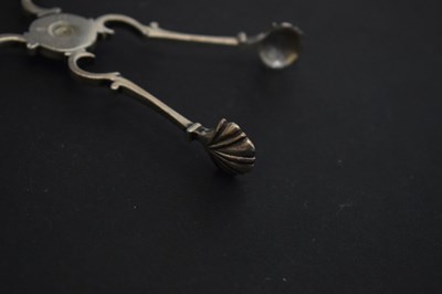 Lot 202 - Pair of Victorian silver grape scissors and pair of tea tongs