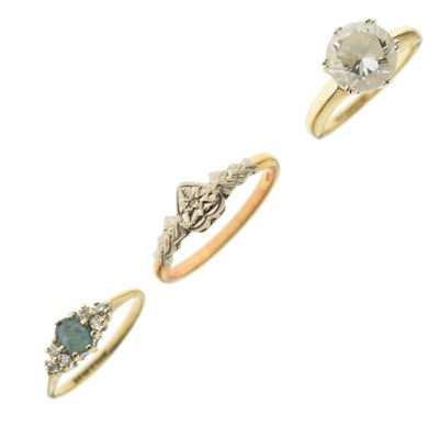 Lot 45 - Three gold and stone set dress rings