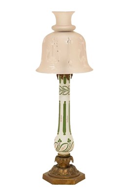 Lot 319 - Overlaid green glass lamp