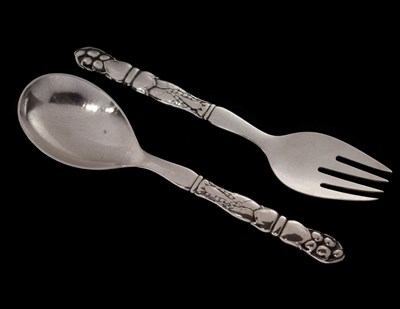 Lot 114 - Georg Jensen - Pair of silver salad servers