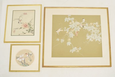 Lot 461 - Large Japanese silk panel plus two others