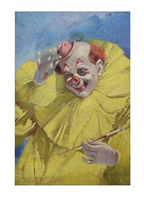 Lot 603 - Winks (British, 20th century) - Oil on canvas laid on board - Study of a clown