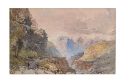 Lot 593 - William Collingwood Smith (1815-1887) - Watercolour - Mountain landscape with soliders marching