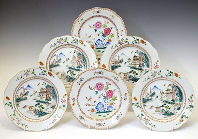 Lot 279 - Set of four Chinese Famille Rose porcelain export plates