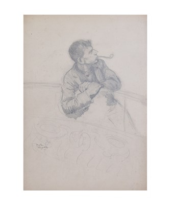 Lot 582 - Frank Reynolds (1876-1953) - Pencil study - Gentleman with pipe