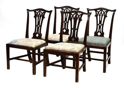 Lot 473 - Howard & Sons mahogany Chippendale style chairs