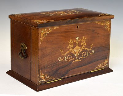 Lot 220 - Edwardian floral marquetry inlaid rosewood stationery box