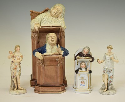 Lot 471 - Staffordshire pearlware figure group, The Vicar and Moses, etc