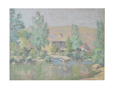 Lot 583 - Charles J. Samuel Kelsey (1870-1960) - Pastel - Riverside Cottages