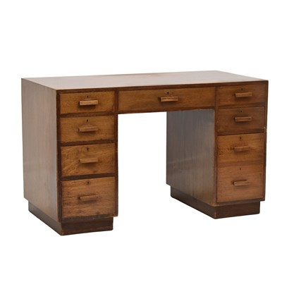 Lot 652 - P.E. Gane, Bristol - 1930s Modernist mahogany twin-pedestal desk