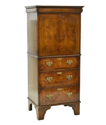 Lot 663 - Old reproduction walnut escritoire of small proportions