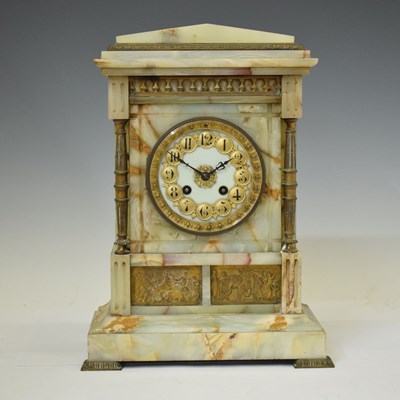 Lot 645 - Late 19th century French green onyx mantel clock