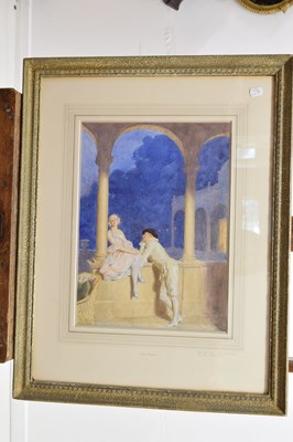 Lot 364 - Frederick Pegram (1870-1937) - Watercolour - 'Pierrot & Pierrette'