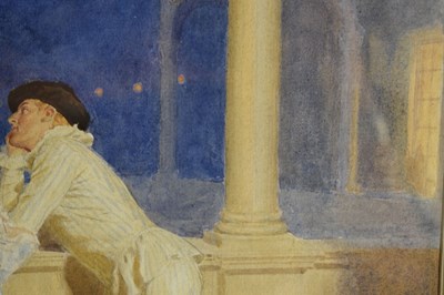 Lot 364 - Frederick Pegram (1870-1937) - Watercolour - 'Pierrot & Pierrette'