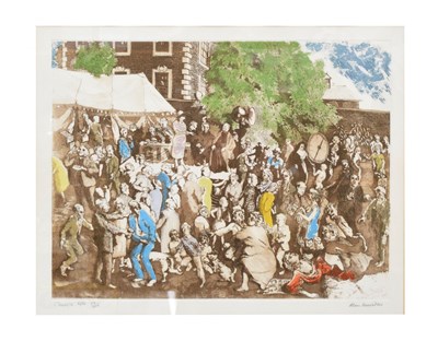 Lot 553 - Alan Lumsden (b. 1937) - Limited edition etching with aquatint, 'Church Fete', 28/100