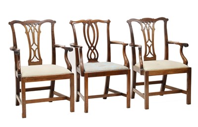 Lot 701 - Three Chippendale style dining chairs