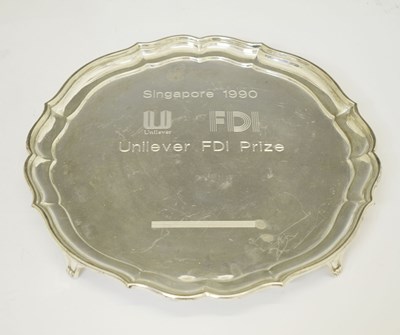 Lot 199 - George V silver salver with pie-crust edge