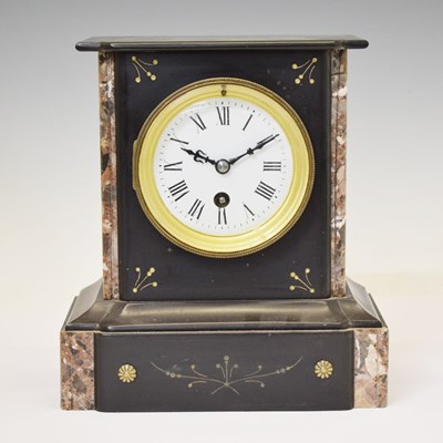 Lot 647 - Late 19th century French black slate and marble mantel clock