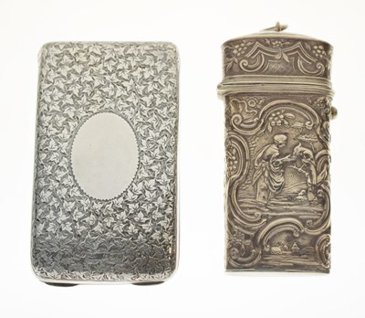 Lot 179 - Victorian silver card case together with a Continental silver etui or case