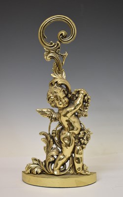 Lot 704 - Early 20th century cast brass putto doorstop/door porter