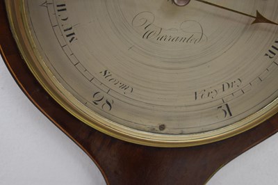 Lot 409 - Early 19th century inlaid mahogany wheel barometer, C.Volonte, Crown Inn, Devizes