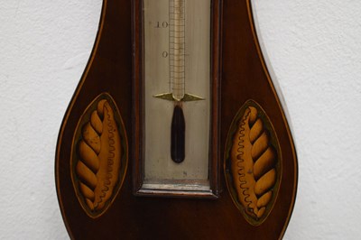 Lot 409 - Early 19th century inlaid mahogany wheel barometer, C.Volonte, Crown Inn, Devizes