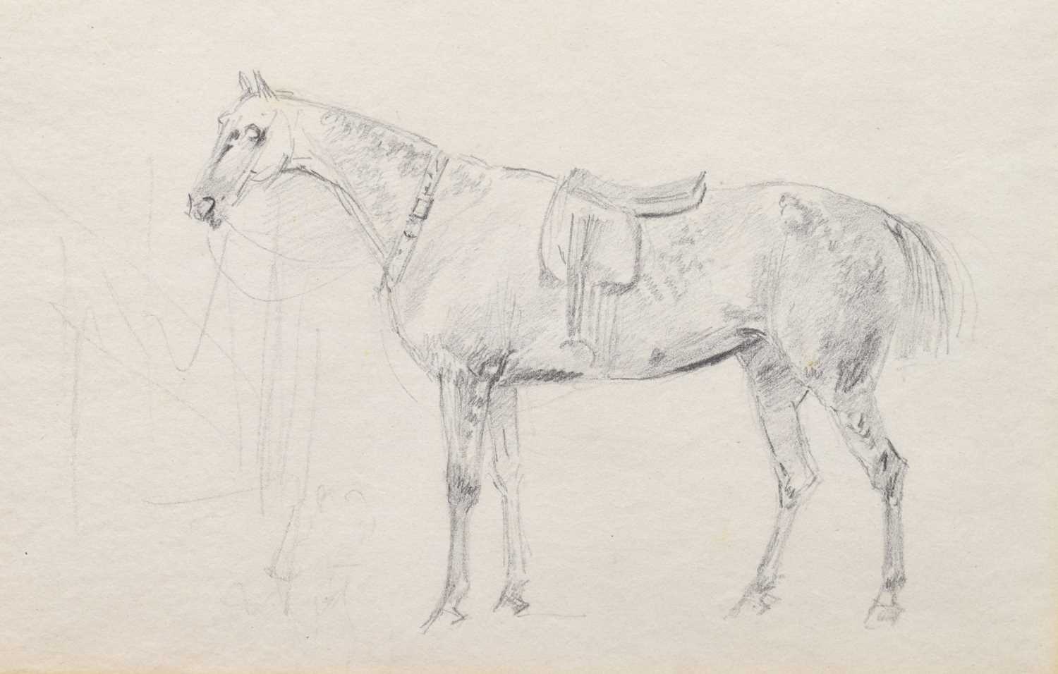 Lot 335 - Attributed to Sawrey Gilpin RA (1733-1807) - Pencil study - 'A saddled hunter [horse]'
