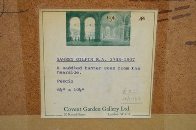 Lot 335 - Attributed to Sawrey Gilpin RA (1733-1807) - Pencil study - 'A saddled hunter [horse]'