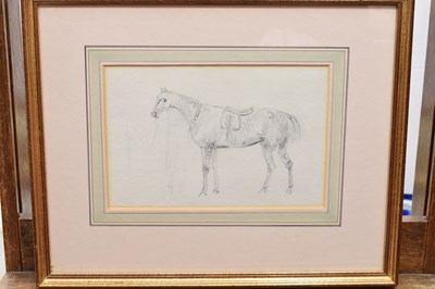 Lot 335 - Attributed to Sawrey Gilpin RA (1733-1807) - Pencil study - 'A saddled hunter [horse]'