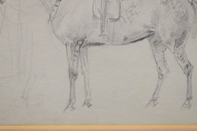Lot 335 - Attributed to Sawrey Gilpin RA (1733-1807) - Pencil study - 'A saddled hunter [horse]'