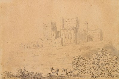 Lot 334 - Anthony Devis (1729-1817) - Study of cattle before a castle