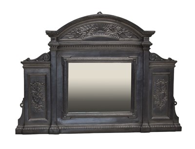 Lot 747 - Reproduction Aesthetic-style cast iron overmantel mirror