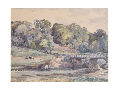 Lot 606 - William Lyons-Wilson (1892-1981) – Watercolour - Old Worton Bridge