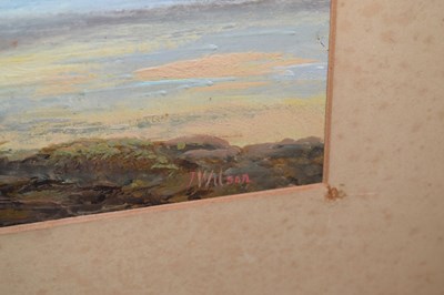 Lot 612 - J. Wilson (20th century) – Watercolour – Coastal scene with beached sailing boats