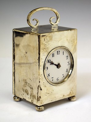 Lot 420 - George V silver-cased 'carriage' or mantel clock