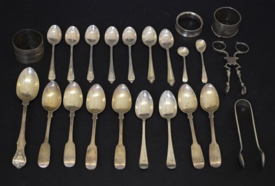 Lot 180 - Collection of silver to include a pair of sugar nips, etc