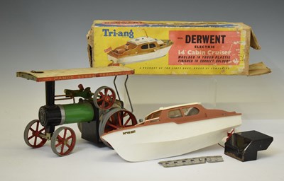 Lot 405 - Mamod TE1 live steam tractor and Triang Derwent Cabin Cruiser