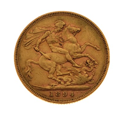 Lot 122 - Queen Victoria Melbourne Mint gold sovereign, 1894