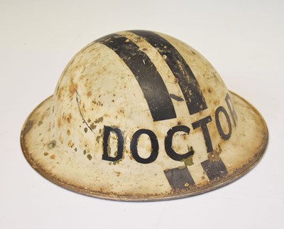 Lot 388 - Second World War steel Brodie helmet for 'Doctor'