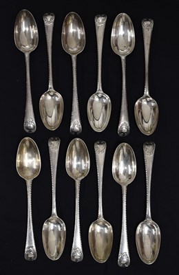 Lot 92 - Set of twelve George III silver tablespoons