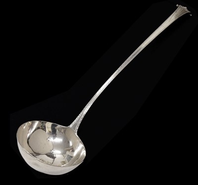 Lot 95 - George III silver Onslow pattern soup or punch ladle