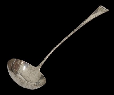 Lot 96 - George III silver Old English pattern soup or punch ladle