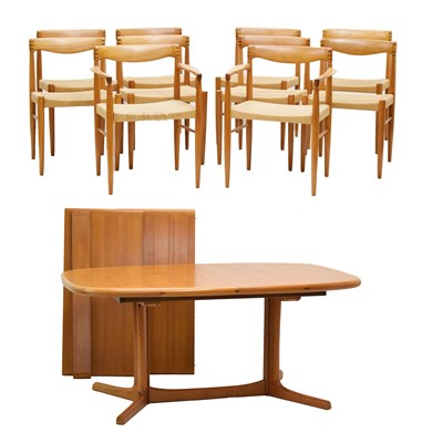 Lot 446 - Ten circa 1960s Danish teak dining chairs and table