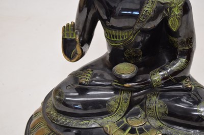 Lot 537 - Large Thai patinated alloy Medicine Buddha (Bhaishajyaguru)